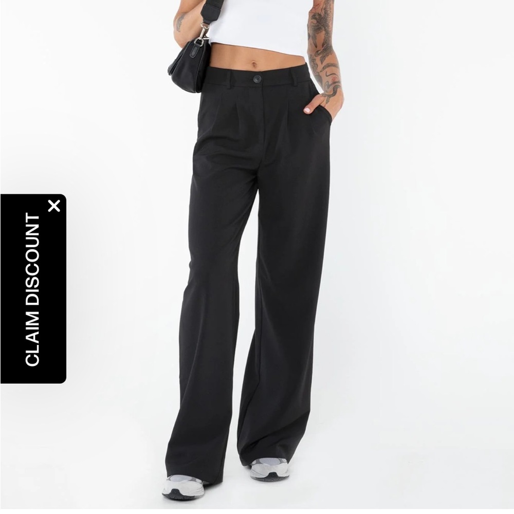Princess Polly Black Wide-Leg Archer Pants